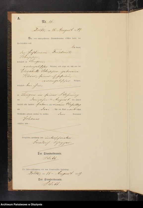 Obraz 19 z jednostki "Geburts-Neben-Register Nr 1 - 33"
