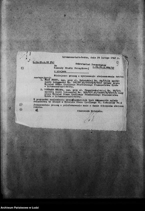 Obraz 13 z jednostki "[Korespondencja w sprawach zagubienia dokumentów tożsamości]"