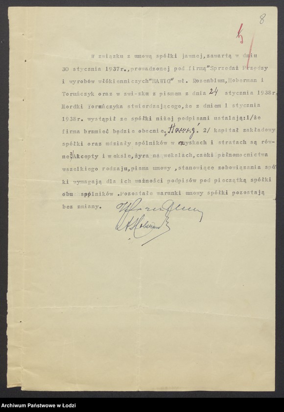 Obraz 10 z jednostki "Izrael Rozenblum, Aron Hoberman- sprzedaż przędzy i wyrobów włokienniczych"