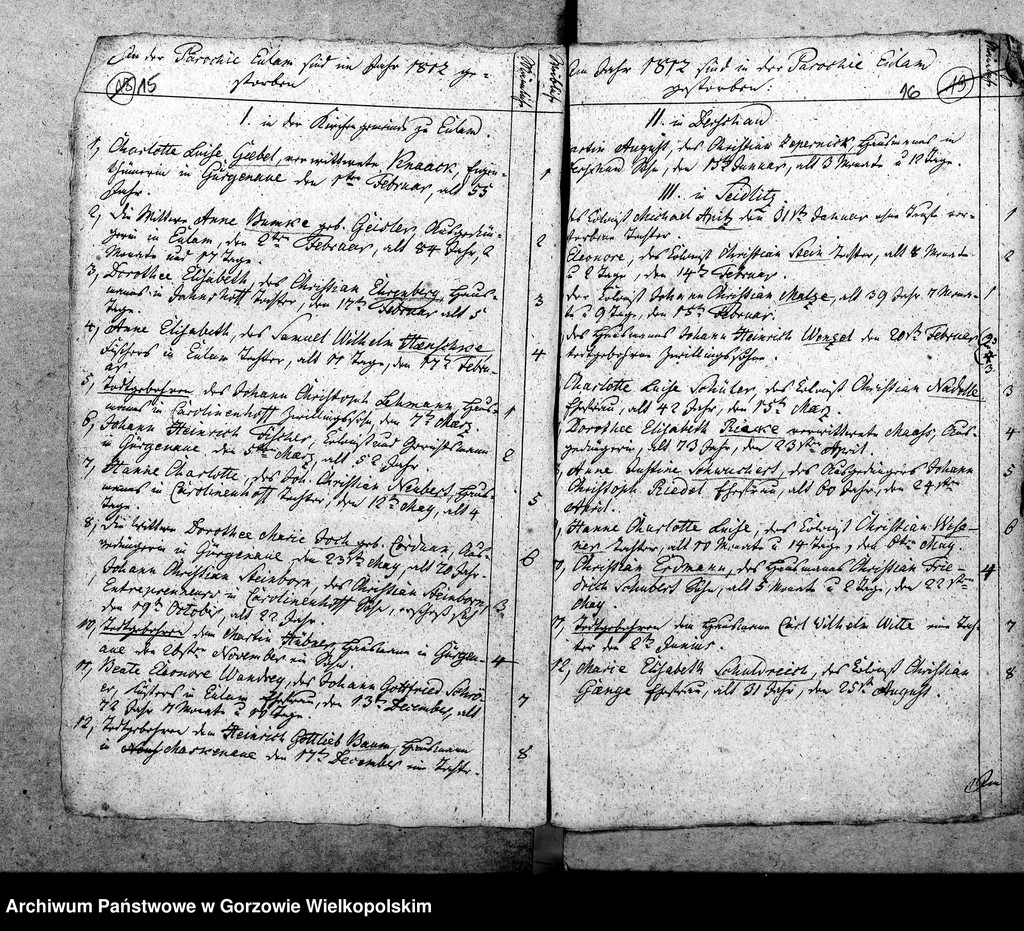 image.from.unit.number "Duplikate der Kirchenbücher von Parochie Eulam: Eulam (Ulim), Seidlitz (Siedlice), Egloffstein (Łagodzin), Friedrichsthal (Głożyna), Derschau (Dzierżów), Leopoldsfahrt (Stężyca), Rodenthal (Prądocin), Klementenschleuse (Strzegowa), Johannishof, Karlsthal (Gubiniec), Borchertsruhe, Meyershof (Kłodno), Karolinenhof, Neusoest (Nowy Dwór), Maskenaue, Borchertsfleiss, Gürgenaue (Niwica), Windmühle bei Eulam, Jahnshof."