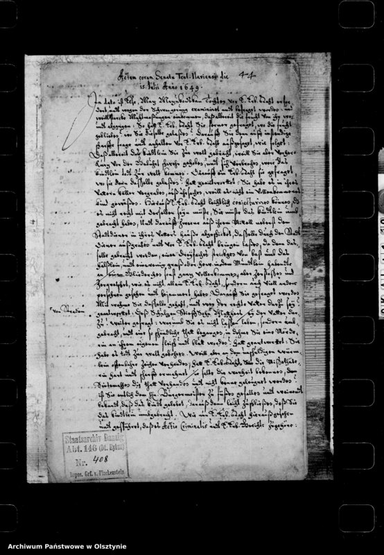 image.from.unit.number "Actum coram Senatu Teut. Ilaviensis betreffend Else Marzykowska wegen ihres Schulzensohn in Stradom empfangenen Kindes"