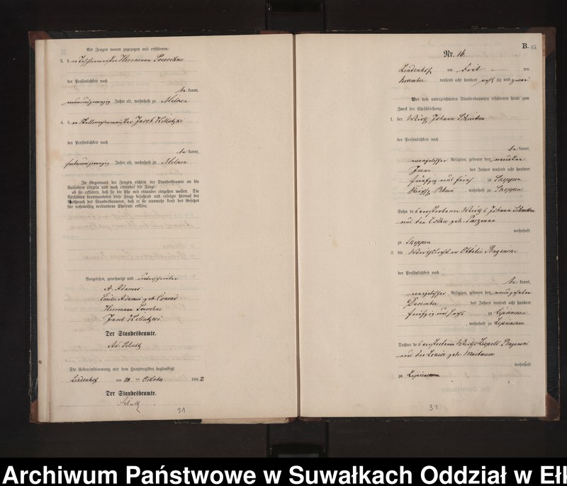 image.from.unit.number "Heiraths-Neben-Register des Preussischen Standes-Amtes Milken Kreis Loetzen"