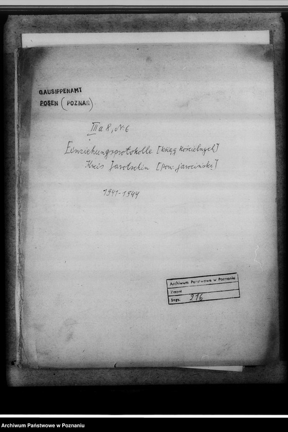 Obraz 4 z jednostki "Einziehungsprotokolle [ksiąg kościelnych] Kreis Jarotschin [powiat jarociński]"