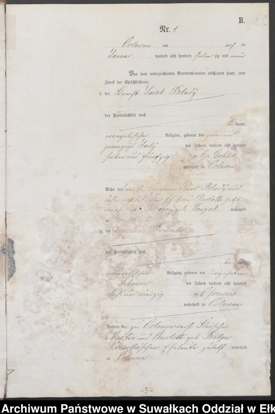 image.from.unit.number "Heiraths-Neben-Register des Preussischen Standes-Amtes Orlowen Kreis Loetzen"
