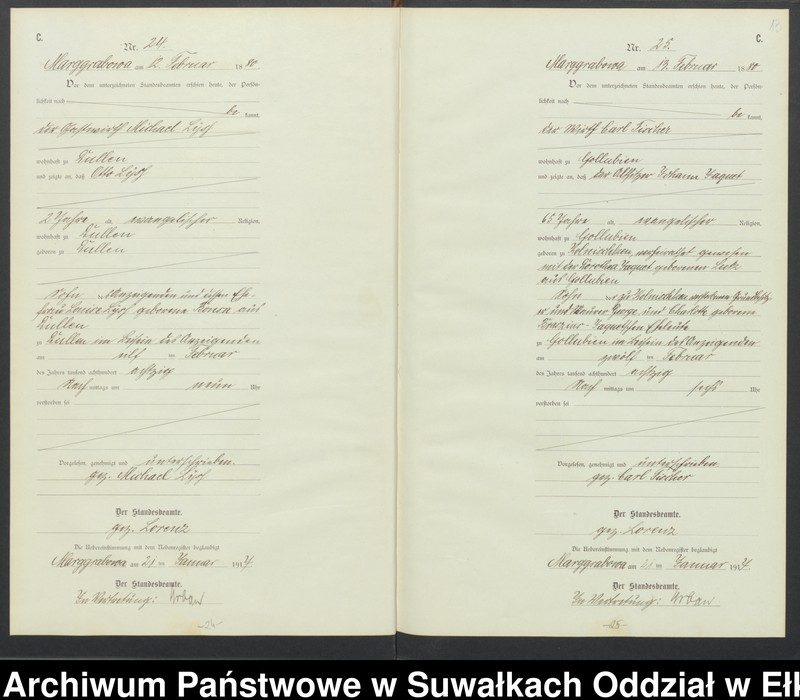 image.from.unit.number "C1.Sterbe-Register (Haupt-Register)Standesamt Marggrabowa Landbezirk vol. I No.1 bis 205"