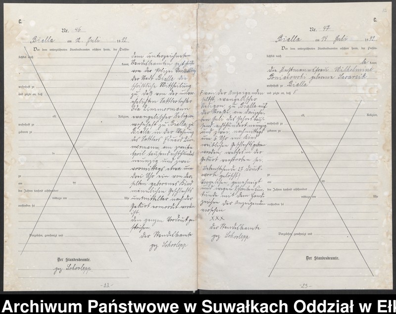 Obraz 15 z jednostki "[Sterbe-Haupt-Register des Königlichen Preussischen Standes-Amtes Bialla Kreis Johannisburg]"