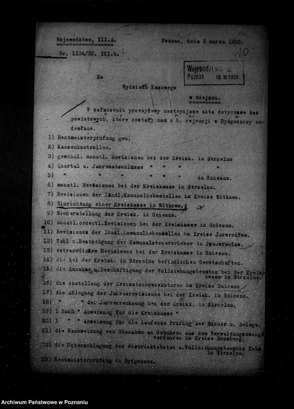 Obraz 15 z jednostki "/spisy akt przejętych przez Wydział Kasowy/"