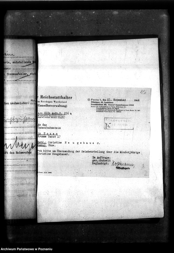 Obraz 19 z jednostki "[Akta personalne wychowanka Christine Neugebauer, ur. 11 V 1934]."