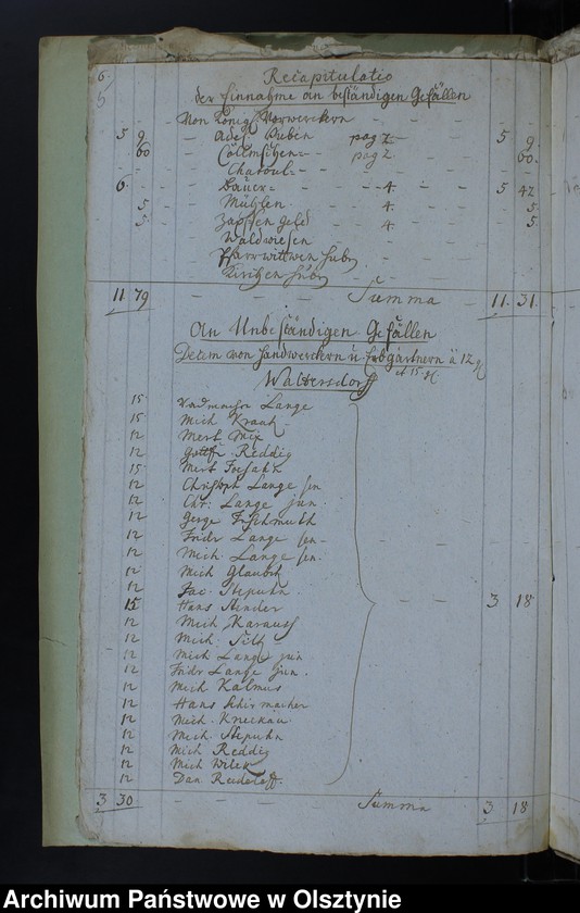 image.from.unit.number "Jahr Kirchen Rechnung der Waltersdorfschen Kirche aller Einnahme und Ausgabe wie auch Bau-Rechnung"