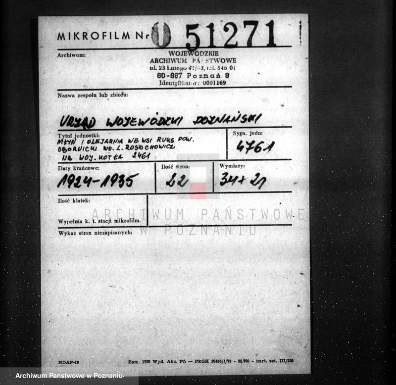 Obraz 2 z jednostki "Młyn i olejarnia we wsi Ruda pow. obornicki, własność. L. Rosochowicz nr woj. 2461"