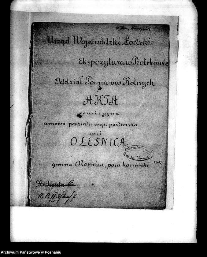 Obraz 5 z jednostki "Podział wspólnego pastwiska wsi Oleśnica powiatu konińskiego"