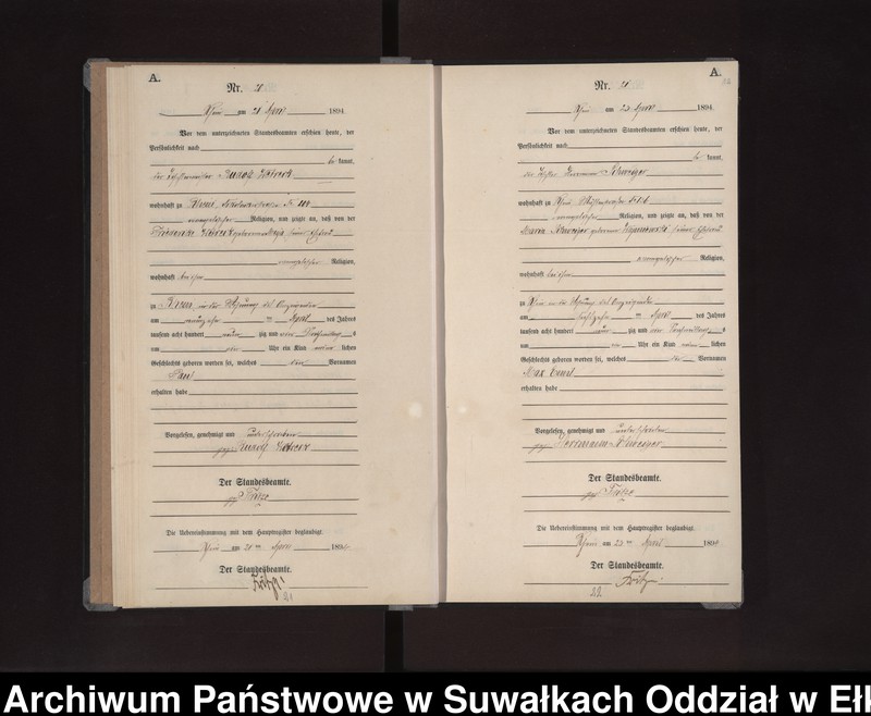 image.from.unit.number "Geburts-Neben-Register des Preussischen Standes-Amtes Rhein Kreis Loetzen"