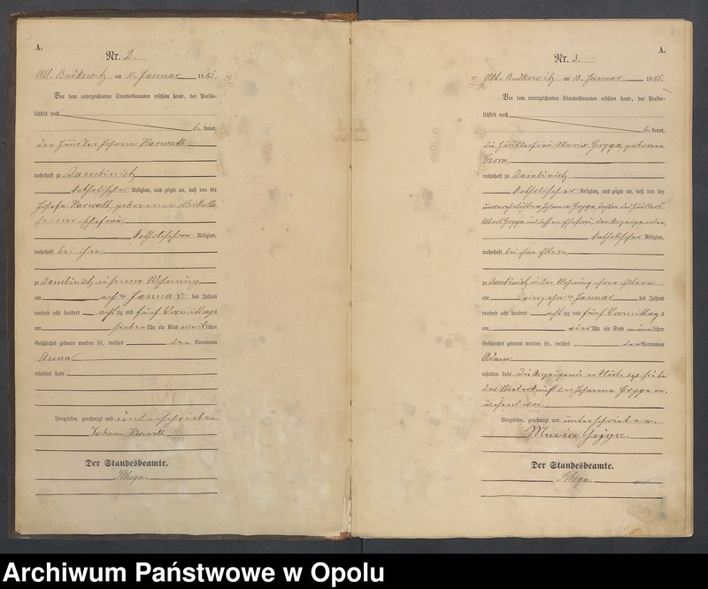 Obraz 4 z jednostki "Księga urodzeń [Budkowice Stare] 1885r."