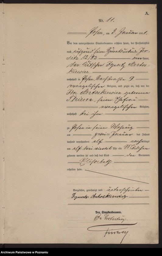 Obraz 12 z jednostki "Księga miejscowa urodzeń tom I [Rejestr główny urodzeń]"