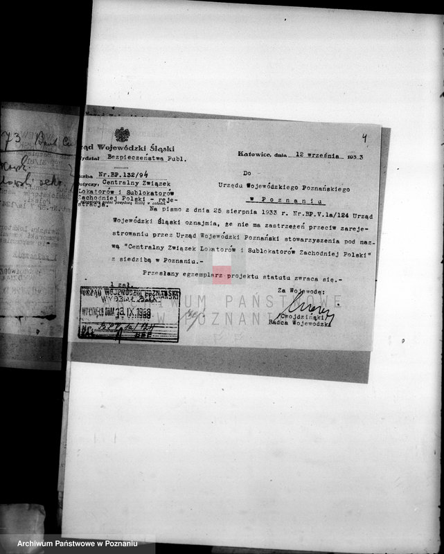 Obraz 8 z jednostki "/Centralny Związek Lokatorów i Sublokatorów Zachodniej Polski w Poznaniu/"