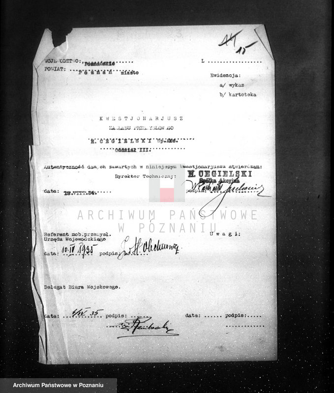 Obraz 19 z jednostki "/Fabryka H. Cegielski w Poznaniu dane dot. organizacji i produkcji /"