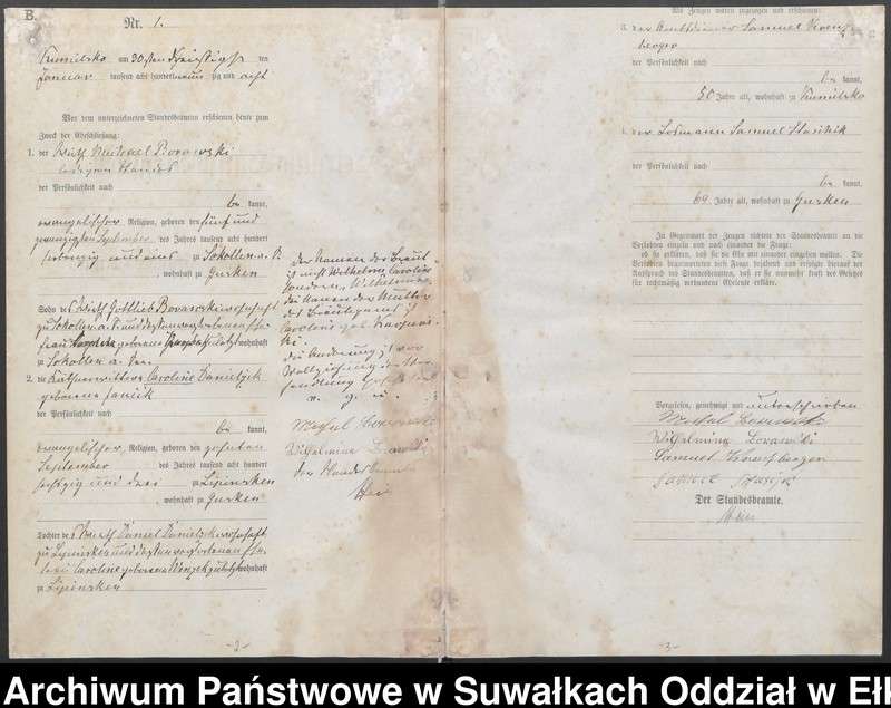 image.from.unit.number "Heiraths-Haupt-Register des Königlichen Preussischen Standes-Amtes Kumilsko Kreis Johannisburg"