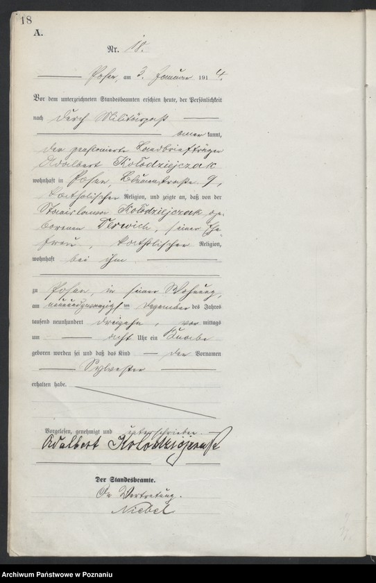 Obraz 20 z jednostki "Księga miejscowa urodzeń tom I [Rejestr główny urodzeń]"