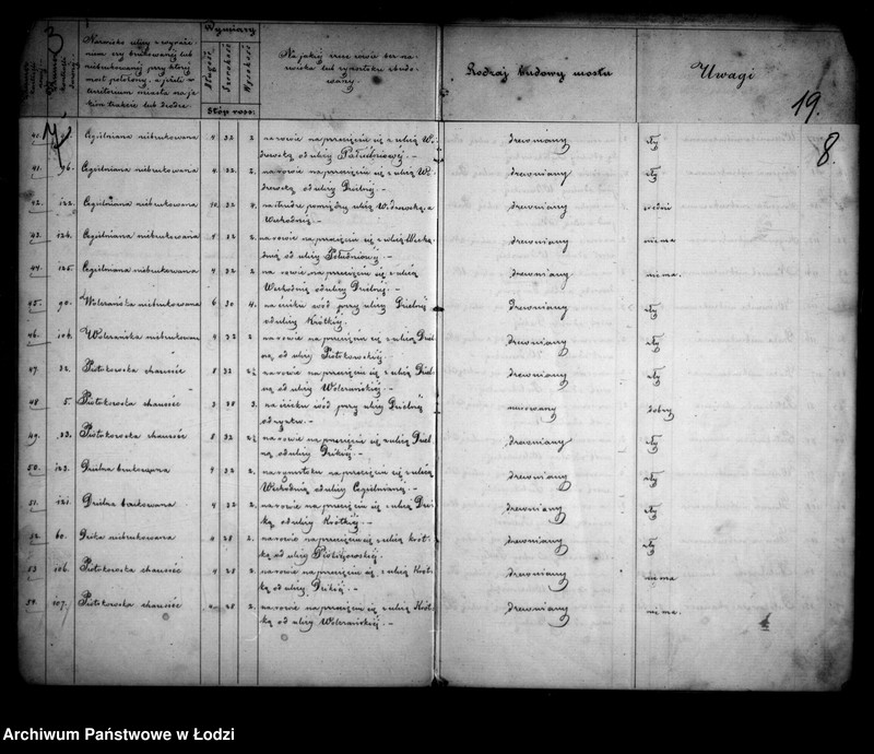 Obraz 9 z jednostki "Operat tyczący się budowy nowych i reparacji starych mostów w mieście Łodzi"