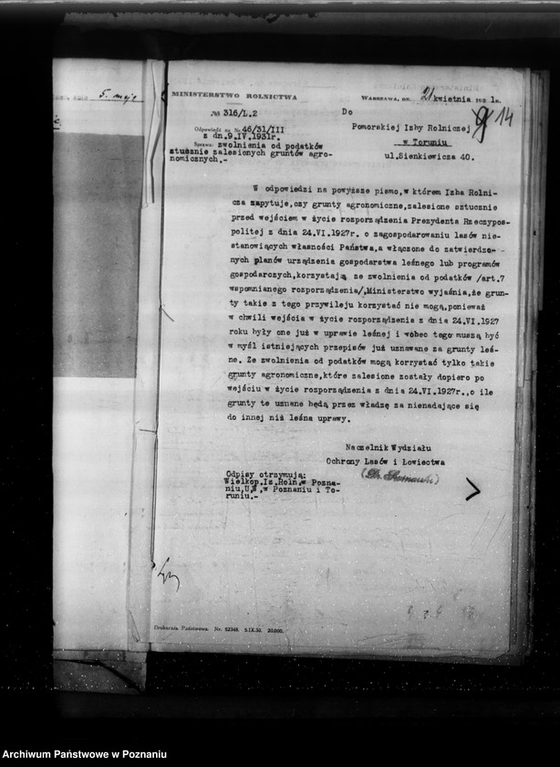 Obraz 18 z jednostki "Rozporządzenie Ministra Rolnictwa i Dóbr Państwowych w sprawie ochrony lasów prywatnych, gminnych etc. - 1931"