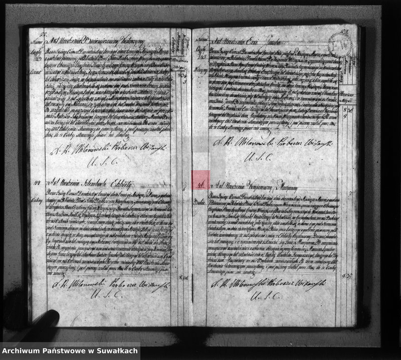 Obraz 15 z jednostki "Akta urodzonych gminy wiżańskiey obwodu seyneńskiego, w województwie augustowskim od dnia 1-go stycznia do dnia ostatniego grudnia 1823 roku"