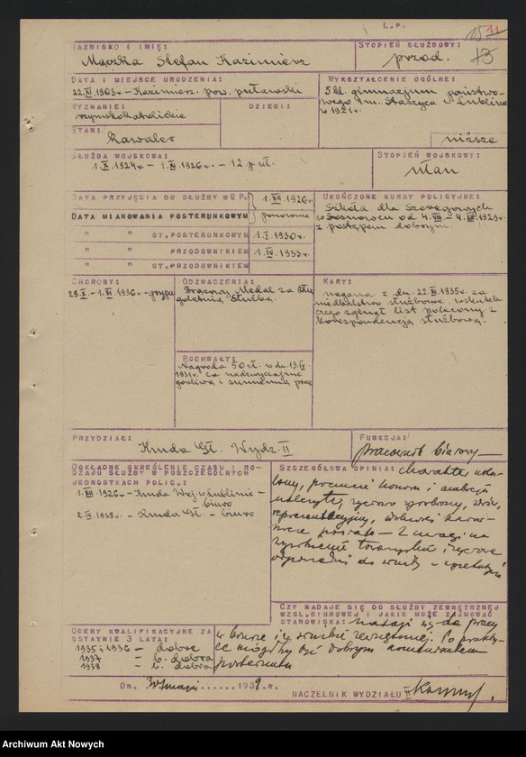 image.from.unit.number "Szeregowi Policji Państwowej zatrudnionych w Wydziale III Komendy Głównej Policji Państwowej, cz. II. Opinie."