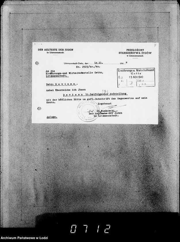 Obraz 11 z jednostki "Korrespondenz mit dem Aeltesten der Juden"