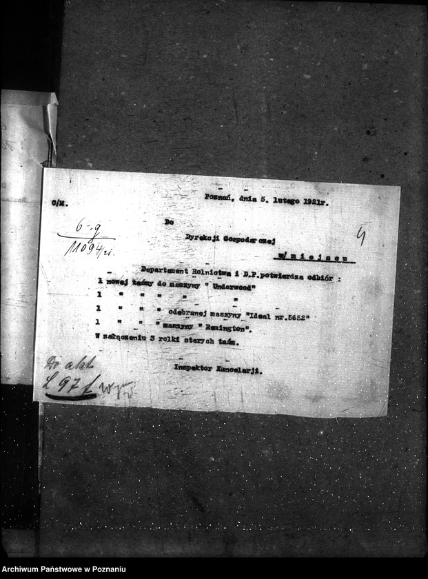 Obraz 8 z jednostki "Sprawy gospodarcze-ogólne maszyny do pisania"