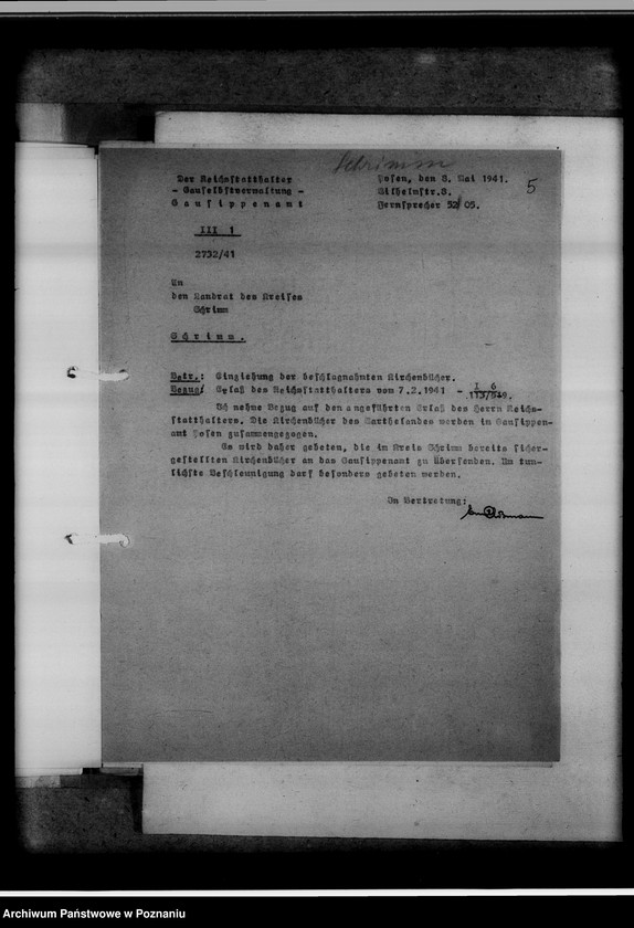 image.from.unit.number "Einziehungsprotokolle [ksiąg kościelnych] Kreis Schrimm [powiat śremski]"