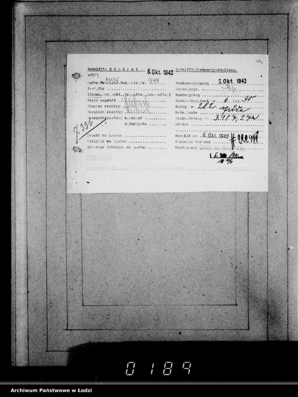 Obraz 8 z jednostki "Lebensmitteleinkauf. Aufträge, [Lieferscheinen und Rechnungen] 16971-17525 [Dostawa produktów żywnościowych do Getta]"