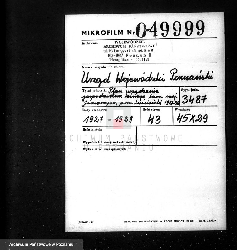 Obraz 2 z jednostki "Plan urządzania gospodarstwa leśnego dla lasu majętności Jezierzyce powiat kościański 1927-1938"