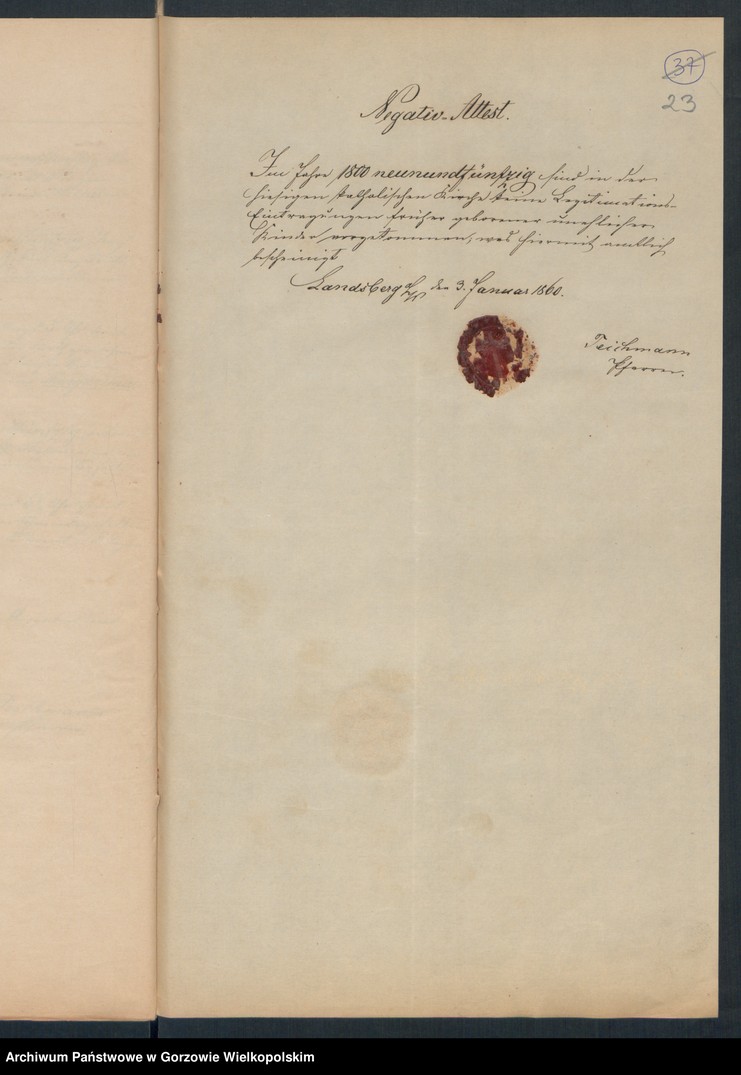 image.from.unit.number "Duplikate der Kirchenbücher der durch spätere Ehe erfolgte Legitimation unehelicher Kinder der katholischen Pfarrkirche zu Landsberg an der Warthe"