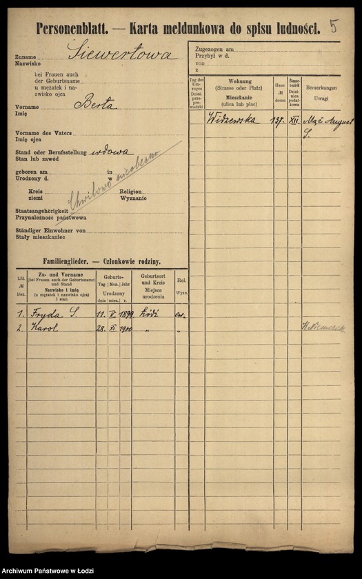 Obraz 7 z jednostki "[Spis ludności Łodzi] Zivel - Zolenberg"
