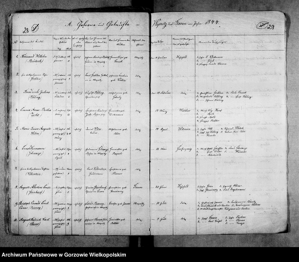 image.from.unit.number "Duplikate der Kirchenbücher von Wepritz und Friedrichstadt (Wieprzyce i przedmieście Gorzowa Wielkopolskiego), Giesen (Jeże)"