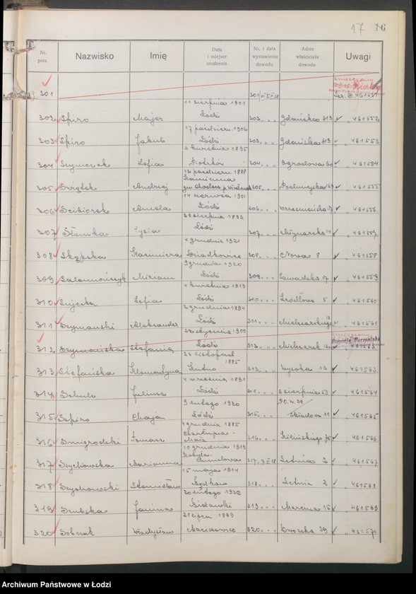 image.from.unit.number "Ewidencja dowodów osobistych wydanych przez Zarząd Miejski w Łodzi, zespół nr 7 [- nazwiska na literę S]"