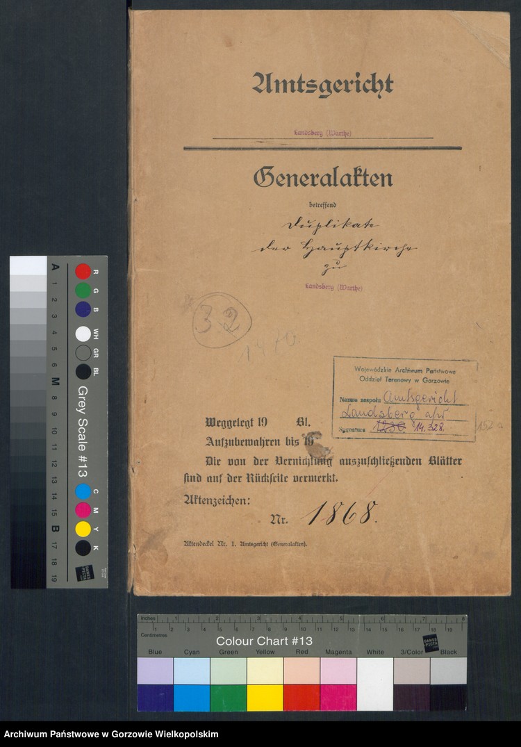 image.from.unit.number "Duplikate der Hauptkirche zu Landsberg an der Warthe (zawiera także księgę zgonów Konkordien, reformirte und Militair Kirchen Gemeinde z 1868 r.)"
