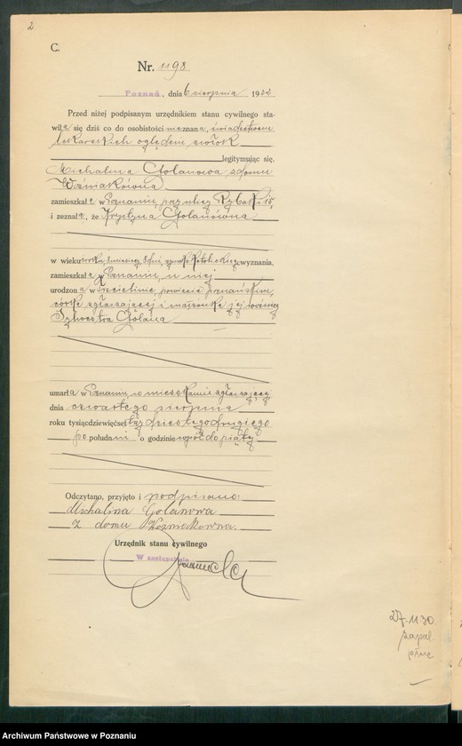 Obraz 4 z jednostki "Księga miejscowa zgonów tom III [Rejestr główny zgonów]"