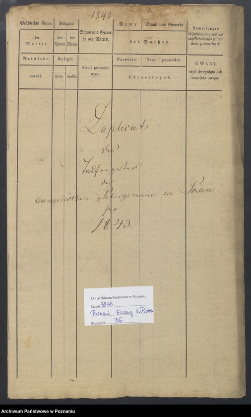 Obraz 2 z jednostki "Duplikat des Taufregisters"