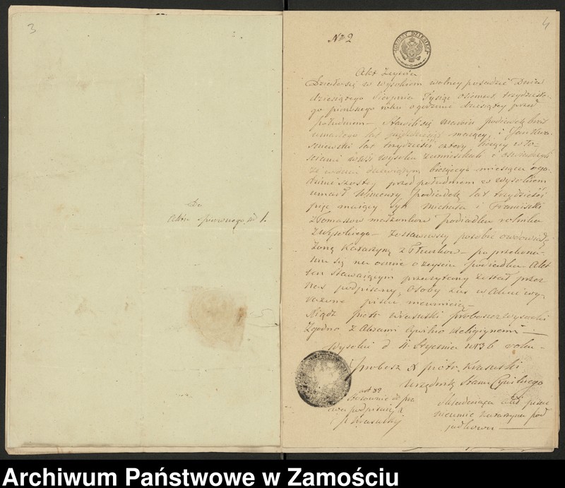 image.from.unit.number "Alegaty do księgi urodzeń, małżeństw i zgonów z 1836 r."