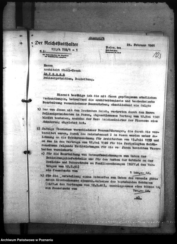 Obraz 17 z jednostki "Dienstwohnug für den Polizeipräsidenten. Entlausungsanstalten. Ausbau der Befehlstellen der Polizei"