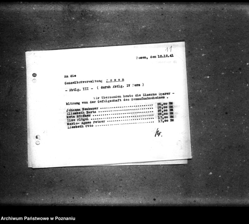 Obraz 15 z jednostki "Schriftwechsel mit der Gauselbsverwaltung [Korespondencja dotycząca spraw gospodarczych, dane o dzieciach, listy personelu niemieckiego]."