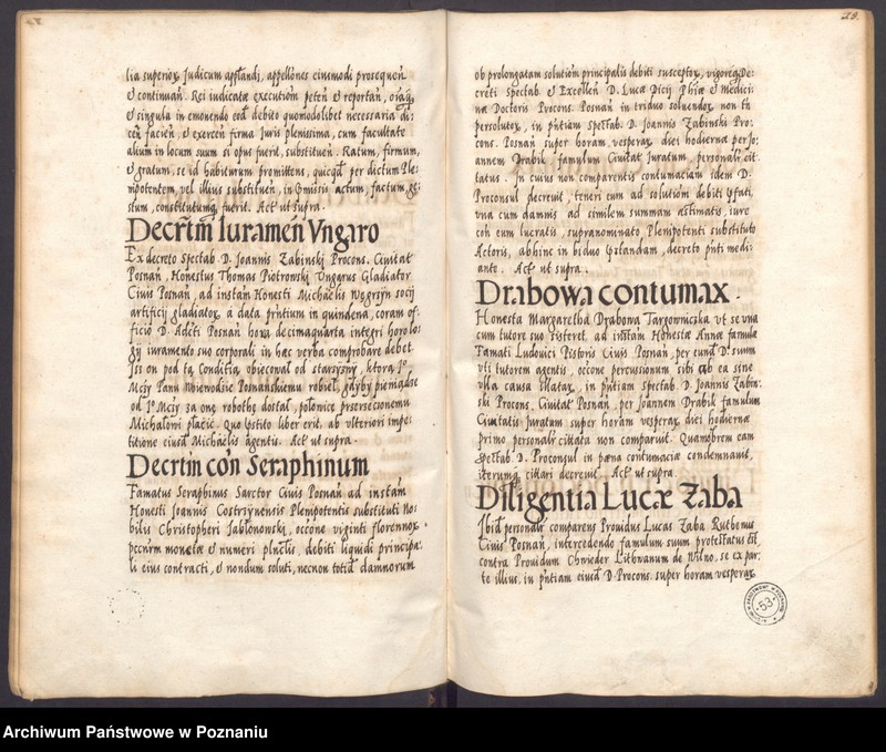 Obraz 20 z jednostki "Acta sequentia coram spectabili consulatu civitatis Posnaniensis."