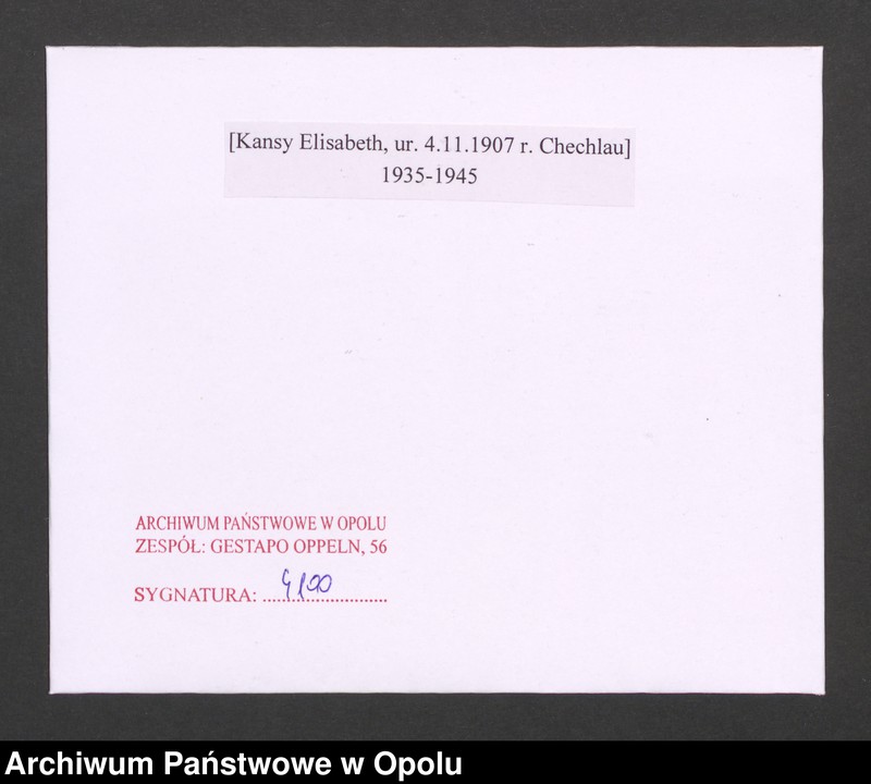 Obraz 2 z jednostki "[Kansy Elisabeth, ur. 4.11.1907 r. Chechlau]"