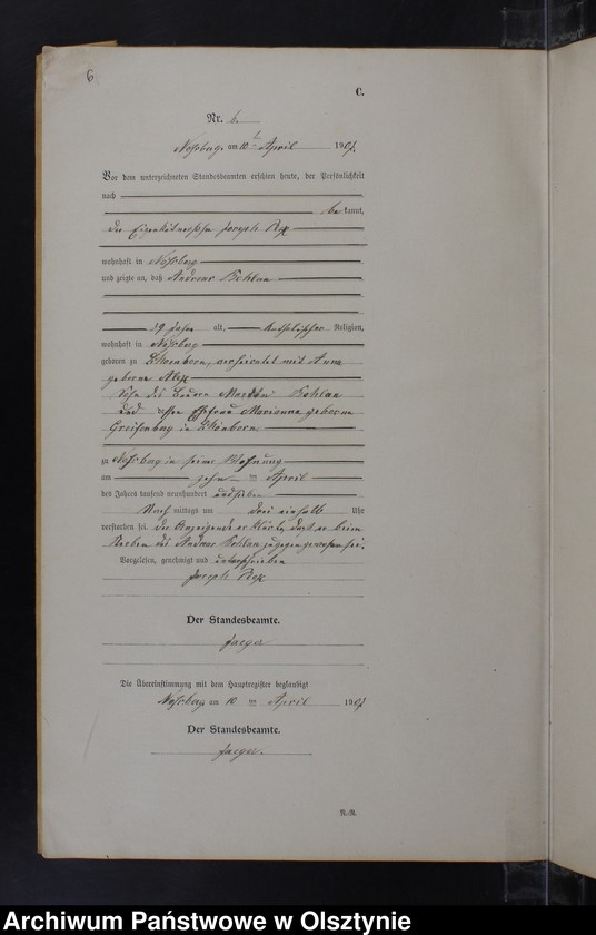 image.from.unit.number "Sterbe-Neben-Register Nr 1 - 19"