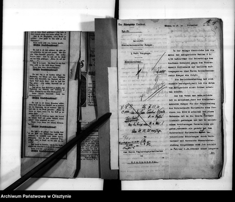 image.from.unit.number "Disziplinarverfahren gegen den Kreis-Sekretär newger [Arthur] in Wehlau"