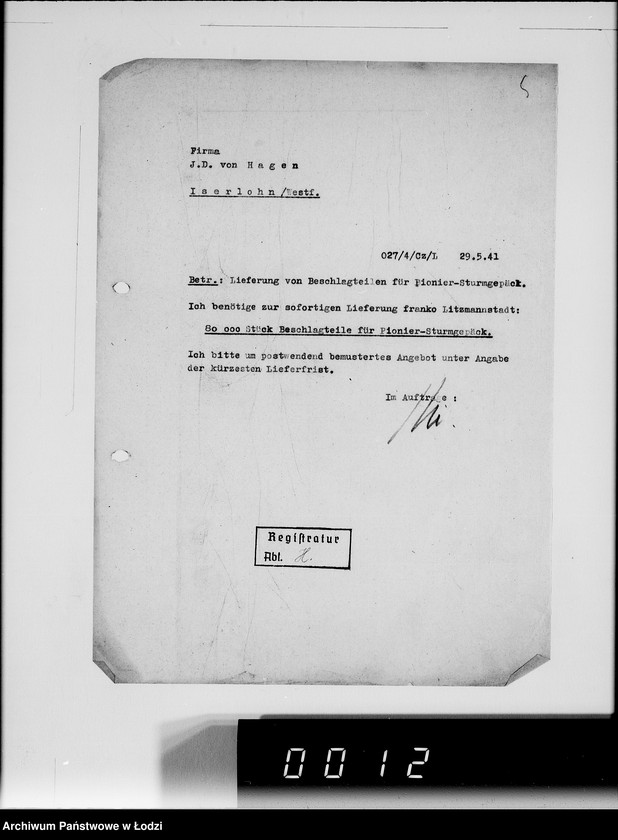 Obraz 10 z jednostki "[Korespondencja z urzędami, firmami i instytucjami] Lit.Ha-Hem."