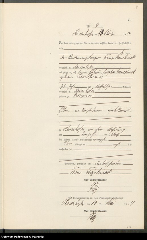 Obraz 11 z jednostki "Sterbe-Neben-Register"