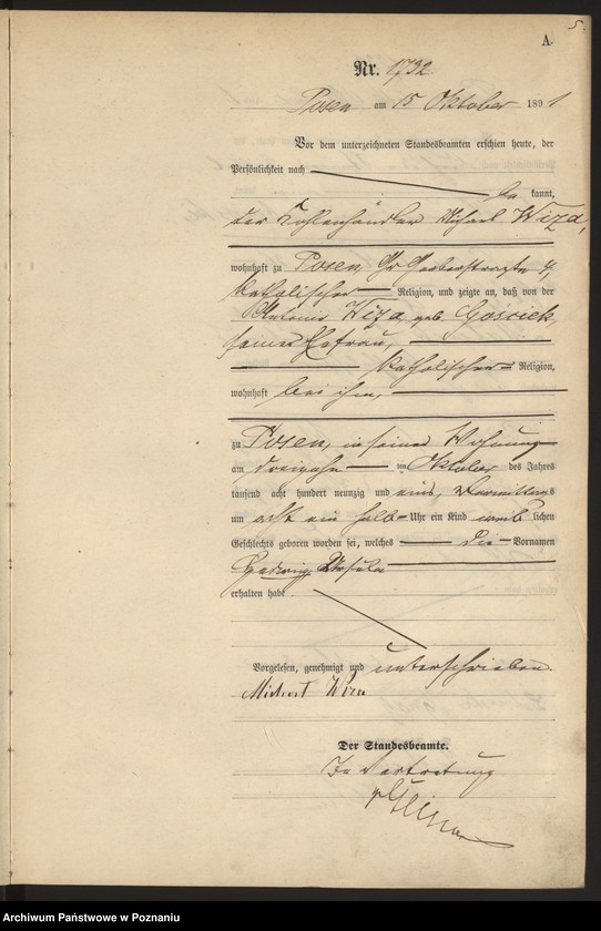 Obraz 9 z jednostki "Księga urodzeń t. V"