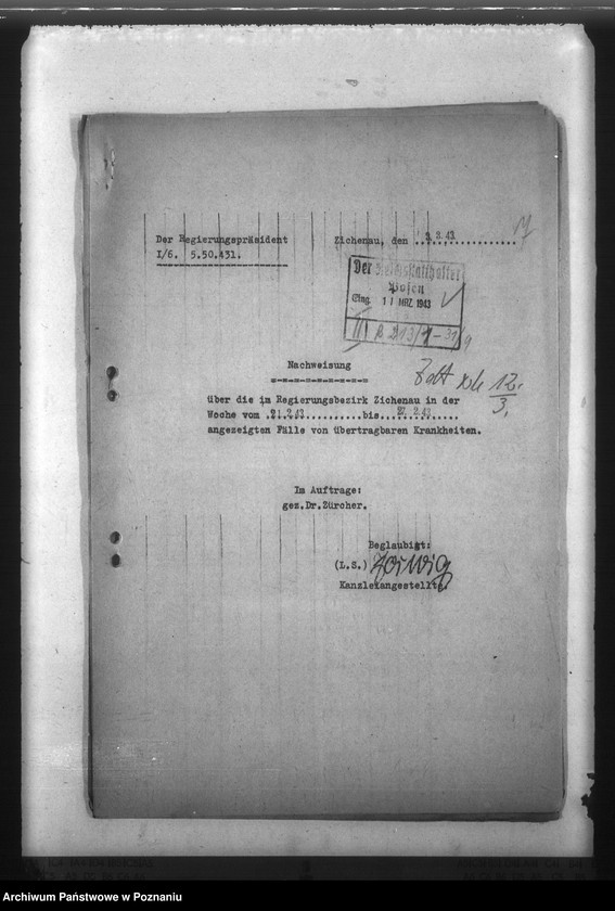 Obraz 11 z jednostki "Nachweisung von übertragbaren Krankheiten im Regierungsbezirk Ziehenau"