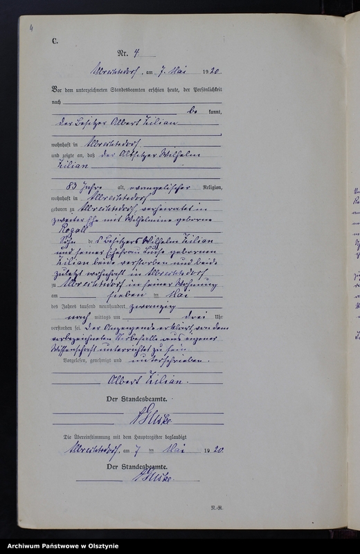 image.from.unit.number "Sterbe-Neben-Register Nr 1 - 20 [ Księga zgonów - wtóropis ]"